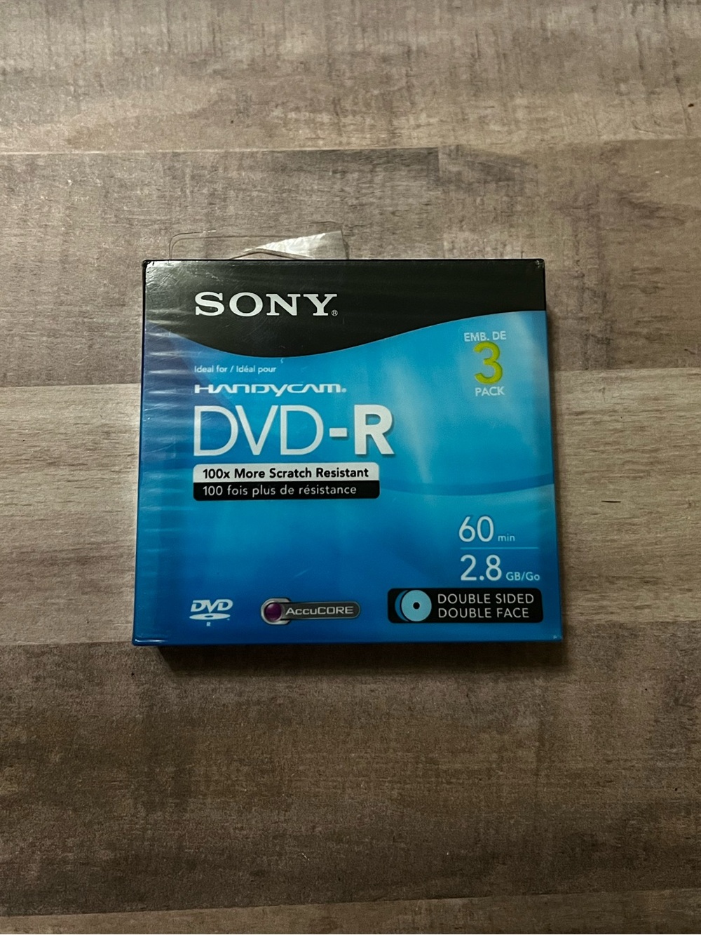 Sony Handycam DVD-R 3 Pack 60min 2.8GB Double Sided Double Faced Discs NEW